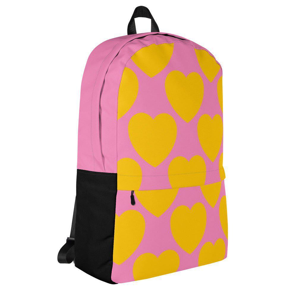 Backpack - ELLIE LOVE yellow pink - Bold Heart Print
