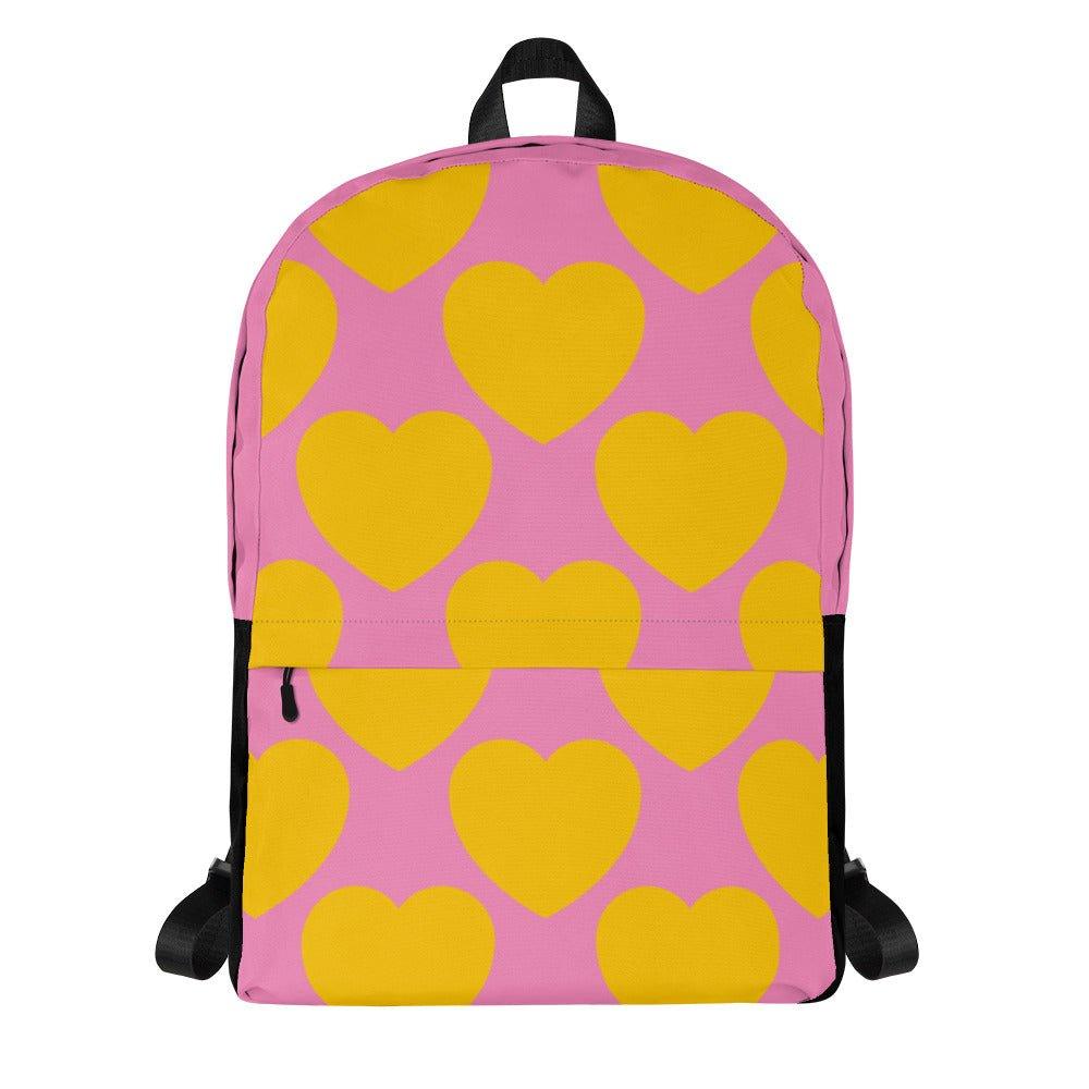 Backpack - ELLIE LOVE yellow pink - Bold Heart Print