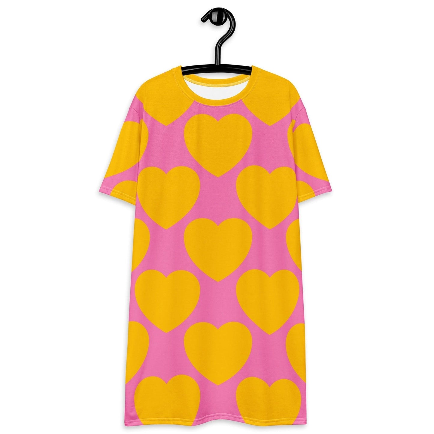 T-Shirt Dress - ELLIE LOVE yellow pink - Bold Heart Print