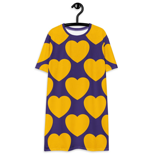 T-shirt dress - ELLIE LOVE yellow purple - Bold heart print 6XL