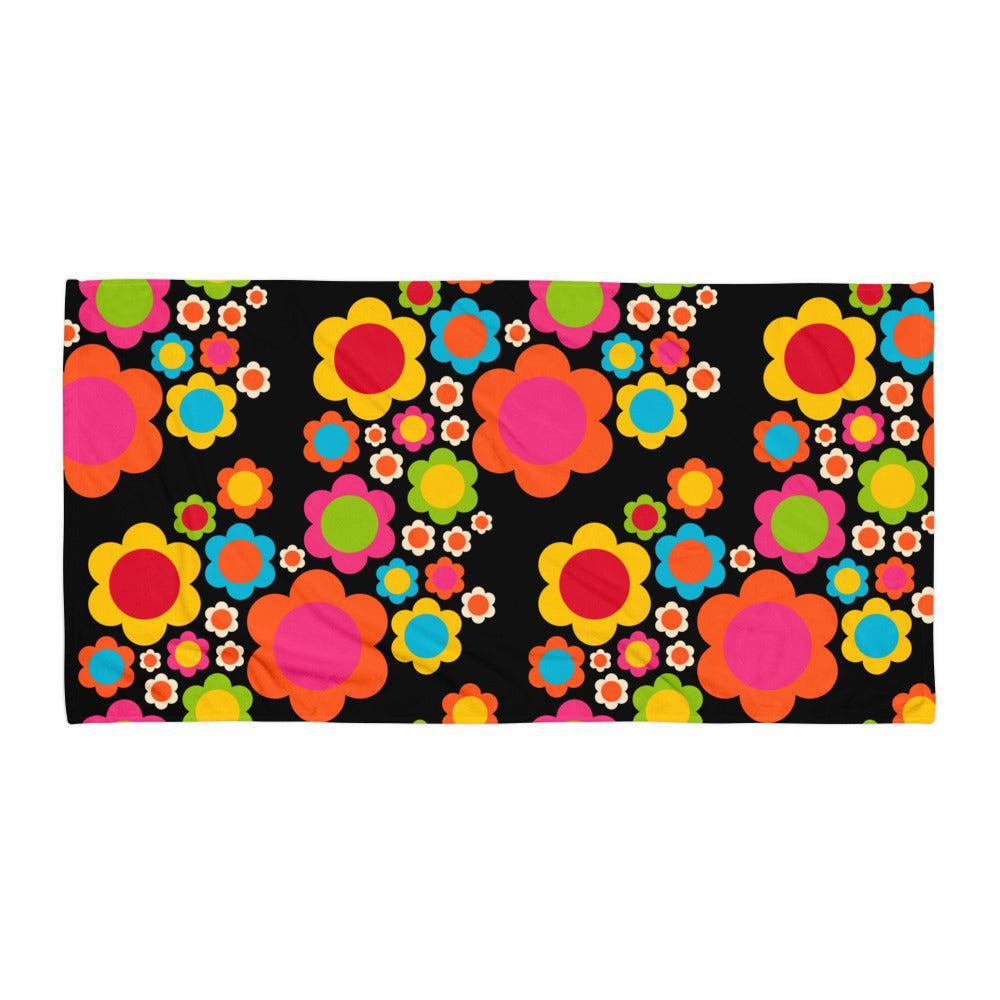 Towel - ELLIE mix black - Colorful flower mix print