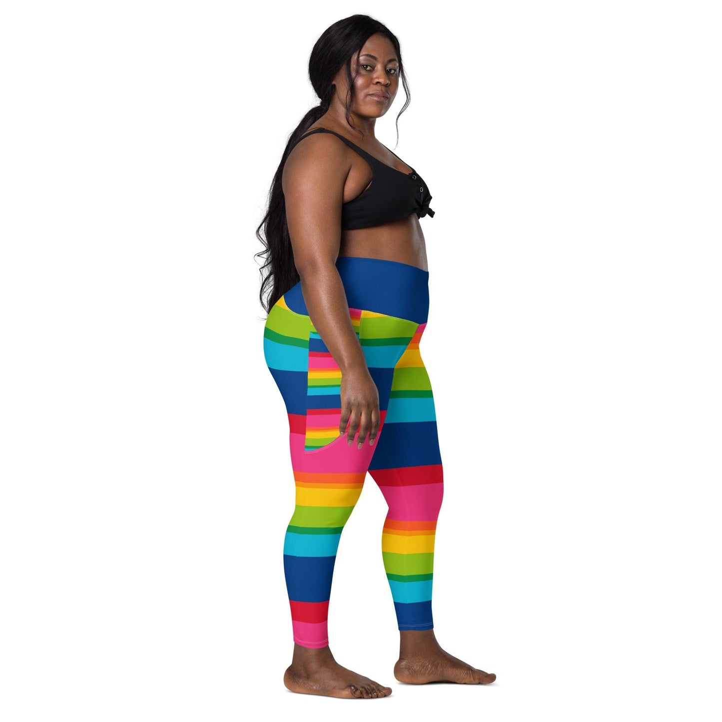 Leggings with pockets - ELLIE rainbow stripe - Rainbow stripe print