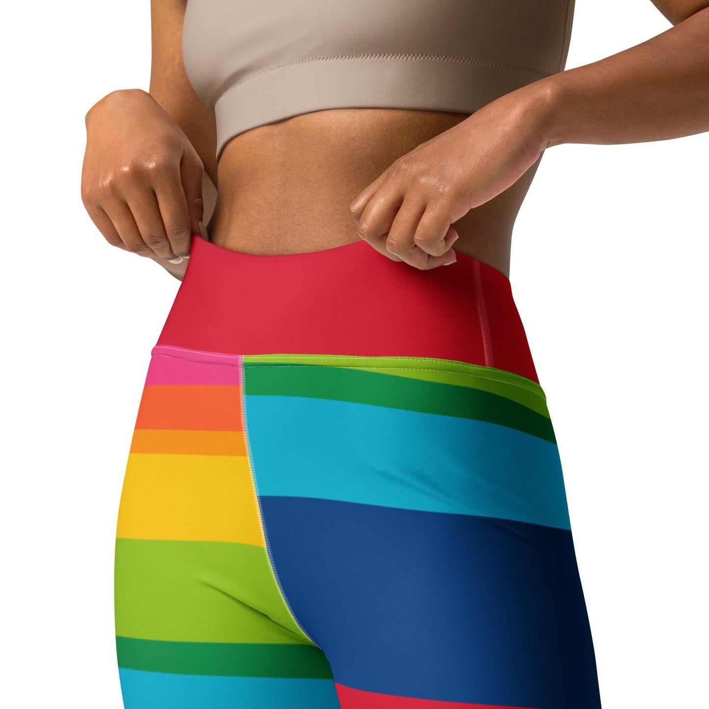 Yoga leggings - ELLIE rainbow stripe - Rainbow stripe print