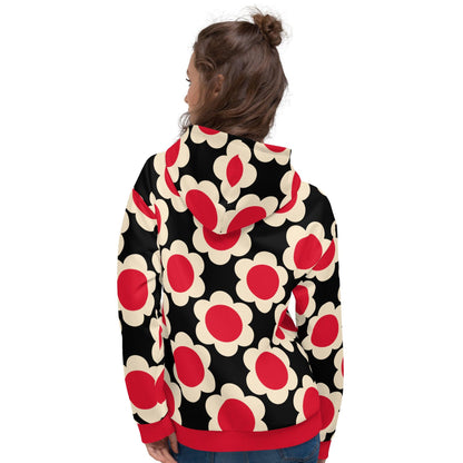 Hoodie - ELLIE red black - Classic floral print