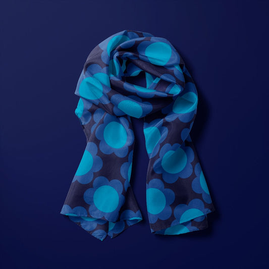 Scarf - ELLIE dark blue - Classic floral print