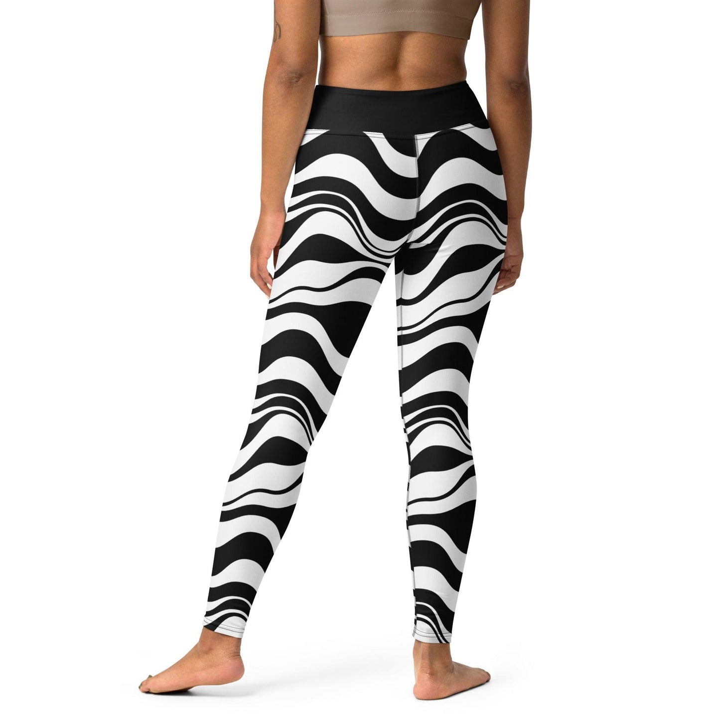 Yoga leggings -2- ENERGY WAVES black - Wavy stripe print