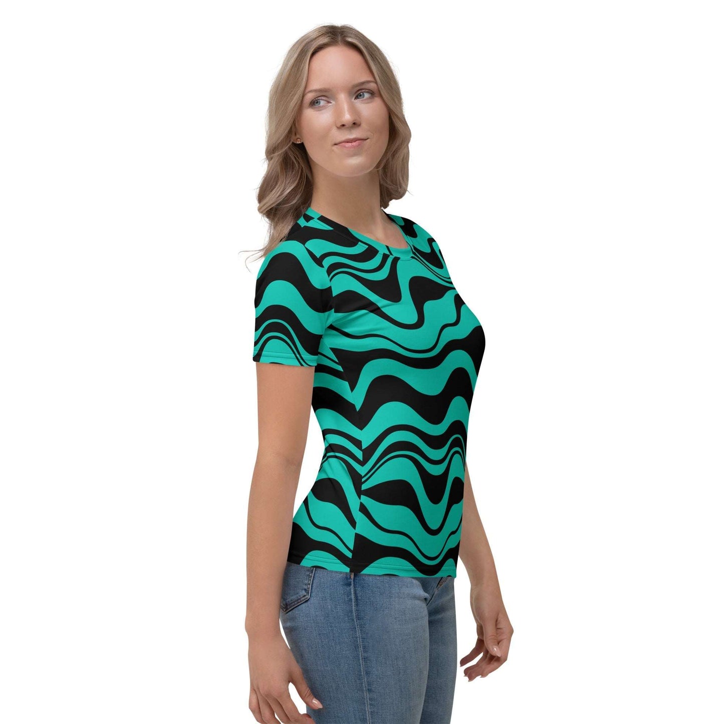 Woman's T-Shirt - ENERGY WAVES mint black