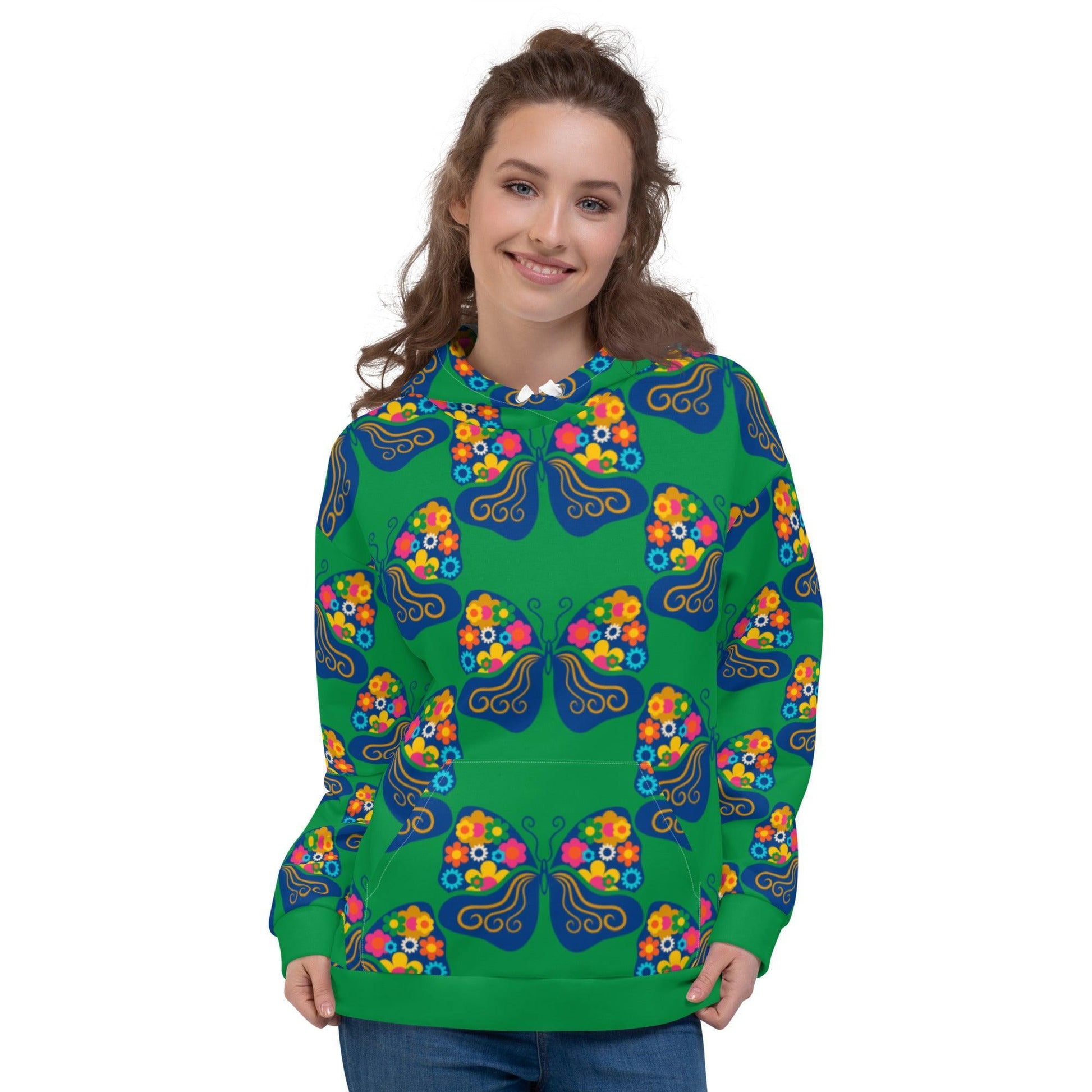 Hoodie - FAB FLOVERYFLY green