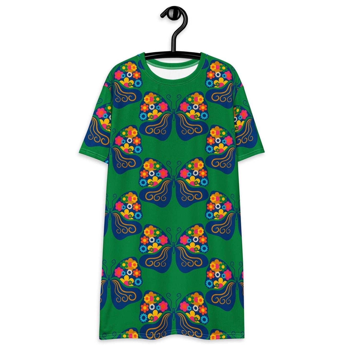 T-shirt dress - FAB FLOVERYFLY green - Playful butterfly print 6XL