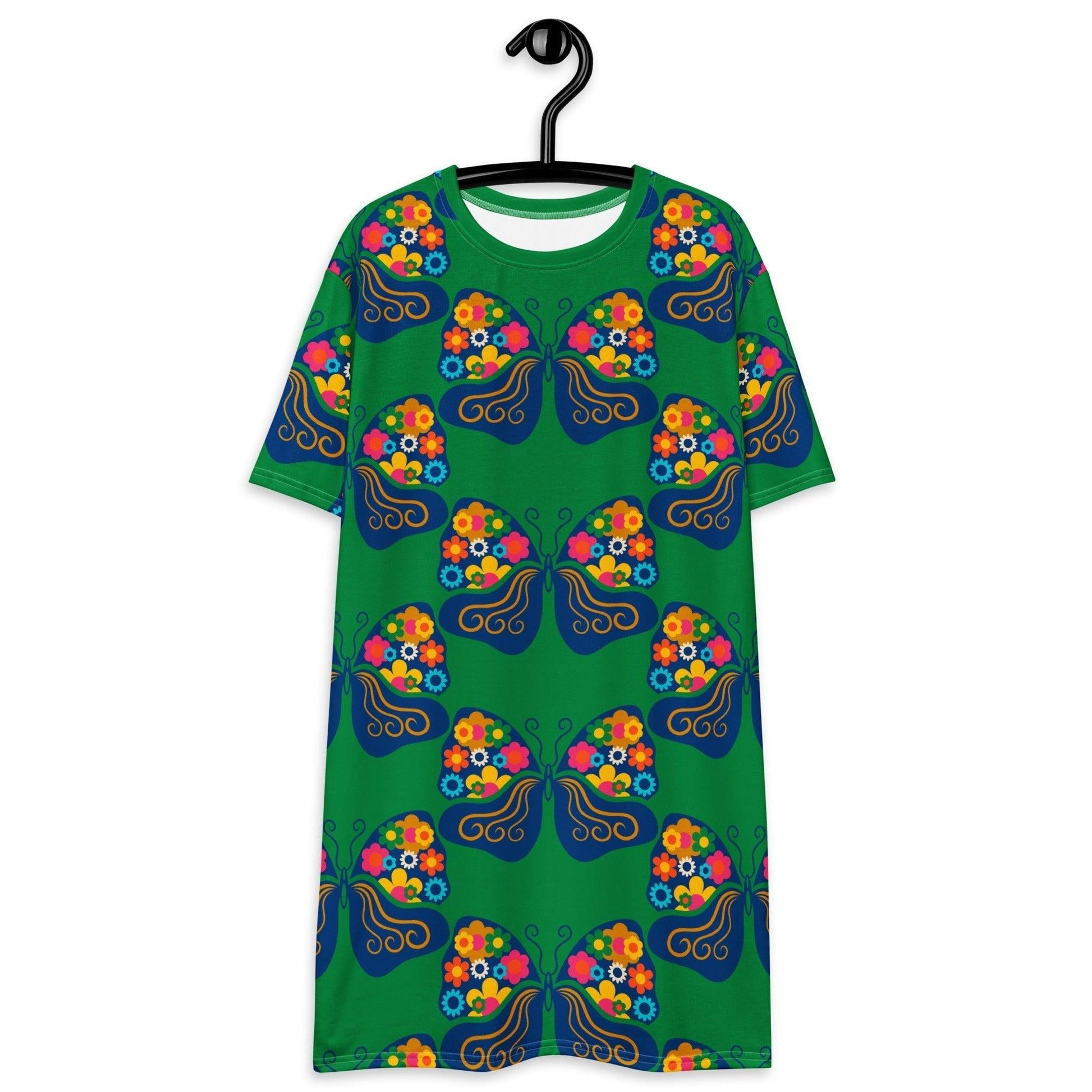 T-shirt dress - FAB FLOVERYFLY green - Playful butterfly print 6XL