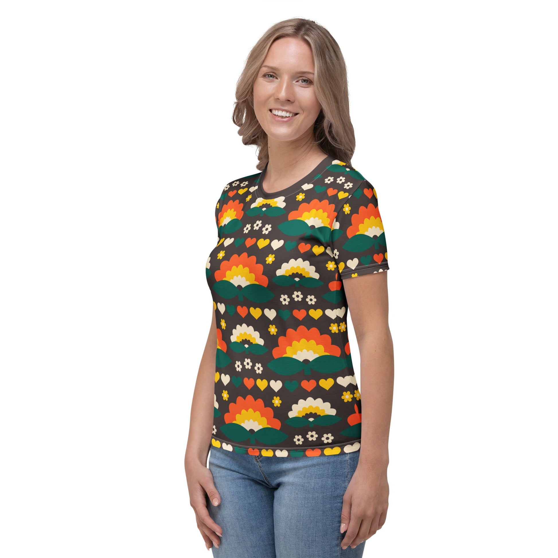 Woman's T-Shirt - FALL IN LOVE orange brown