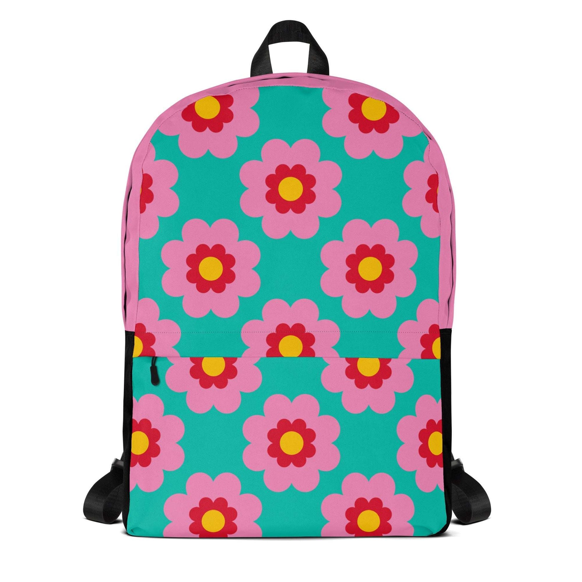 Backpack - FANCY BLOOM pink mint - Pretty floral print Default Title