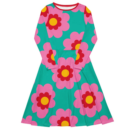 Midi Dress - FANCY BLOOM pink mint
