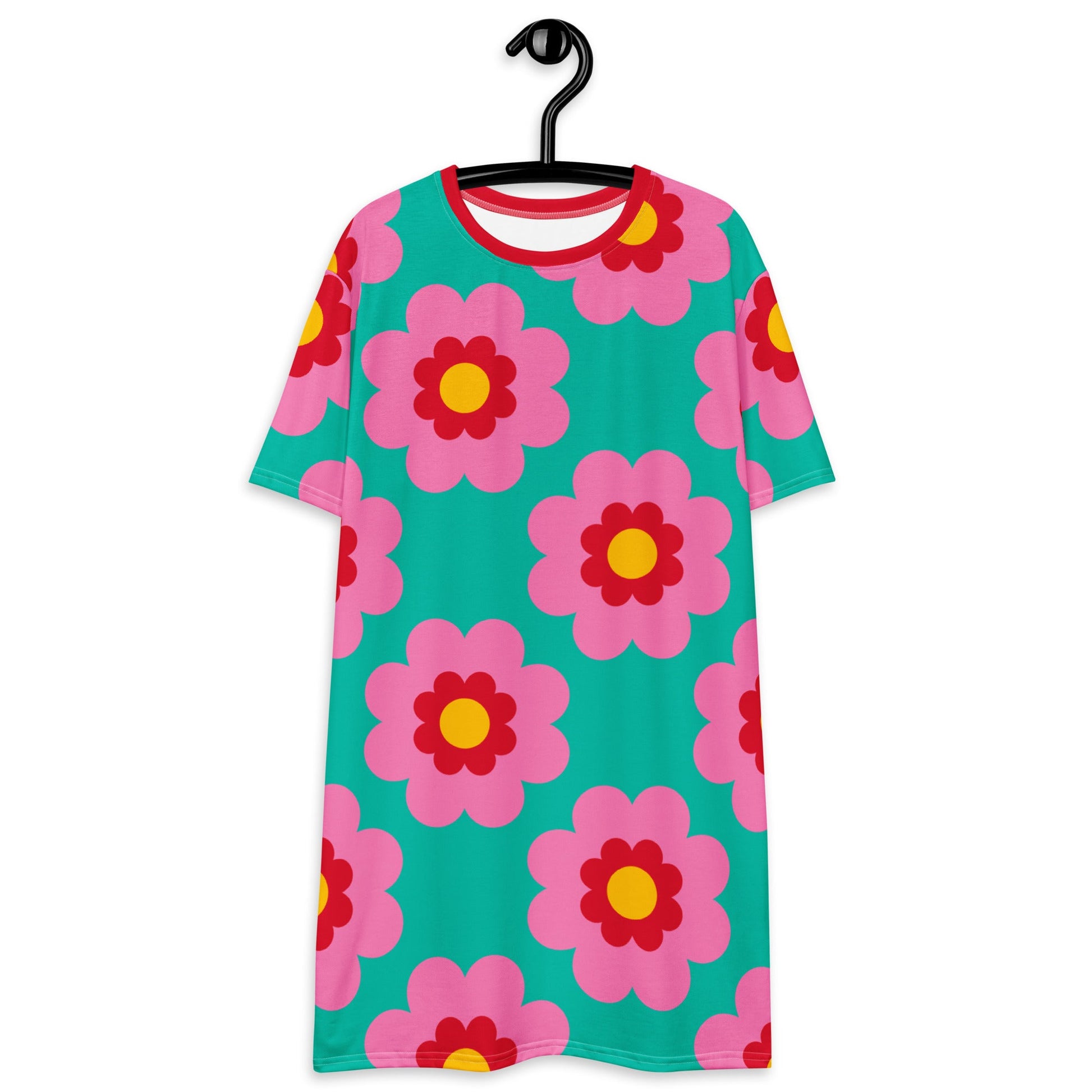 T-Shirt Dress - FANCY BLOOM pink mint