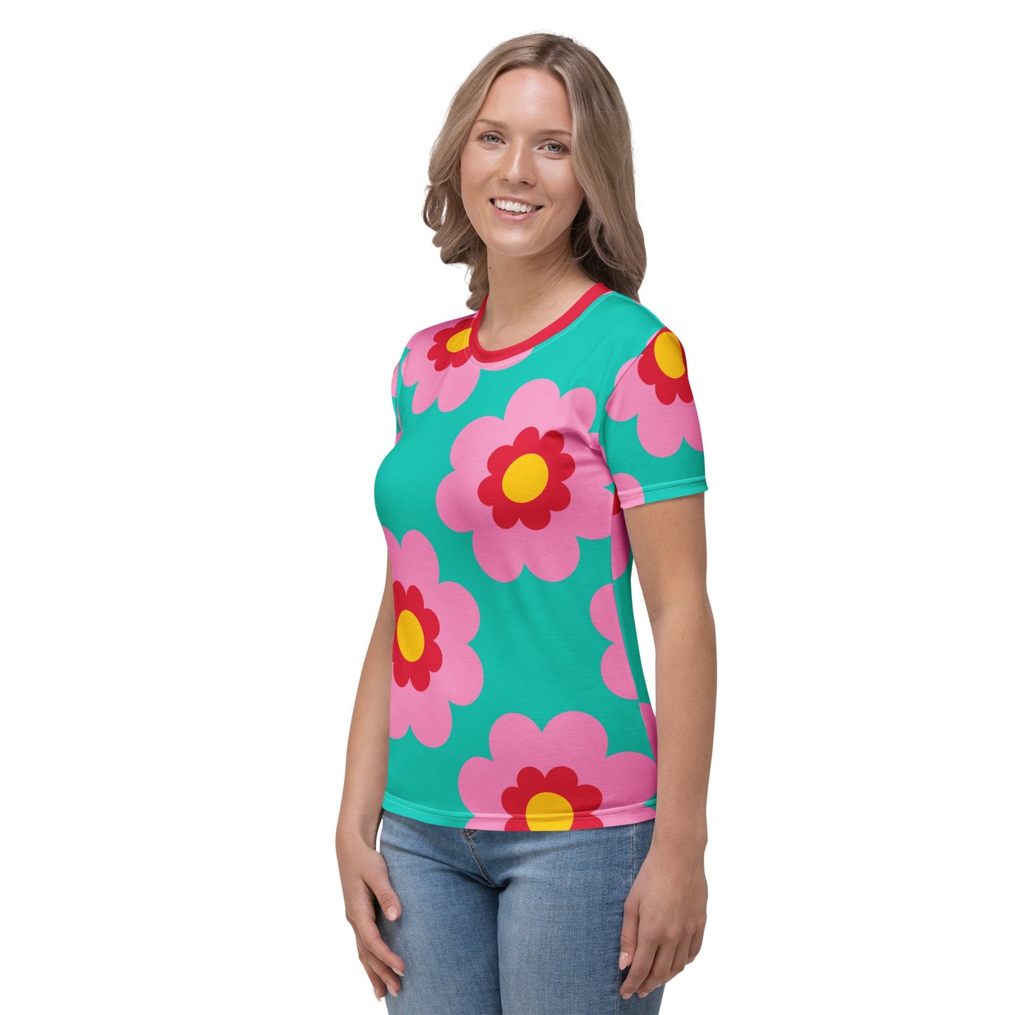 Woman's T-Shirt - FANCY BLOOM pink mint
