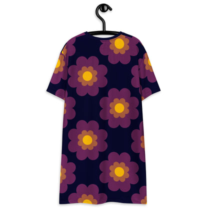 T-Shirt Dress - FANCY BLOOM plum