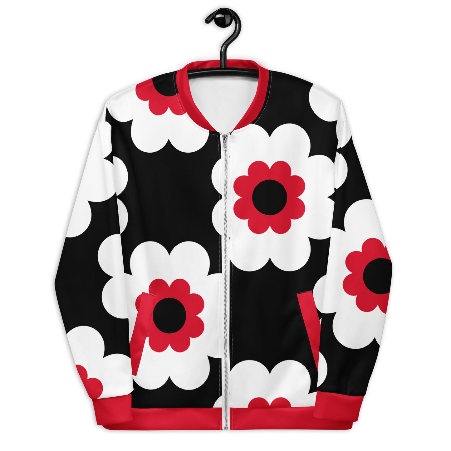 Bomber jacket - FANCY BLOOM red black - Pretty floral print 3XL