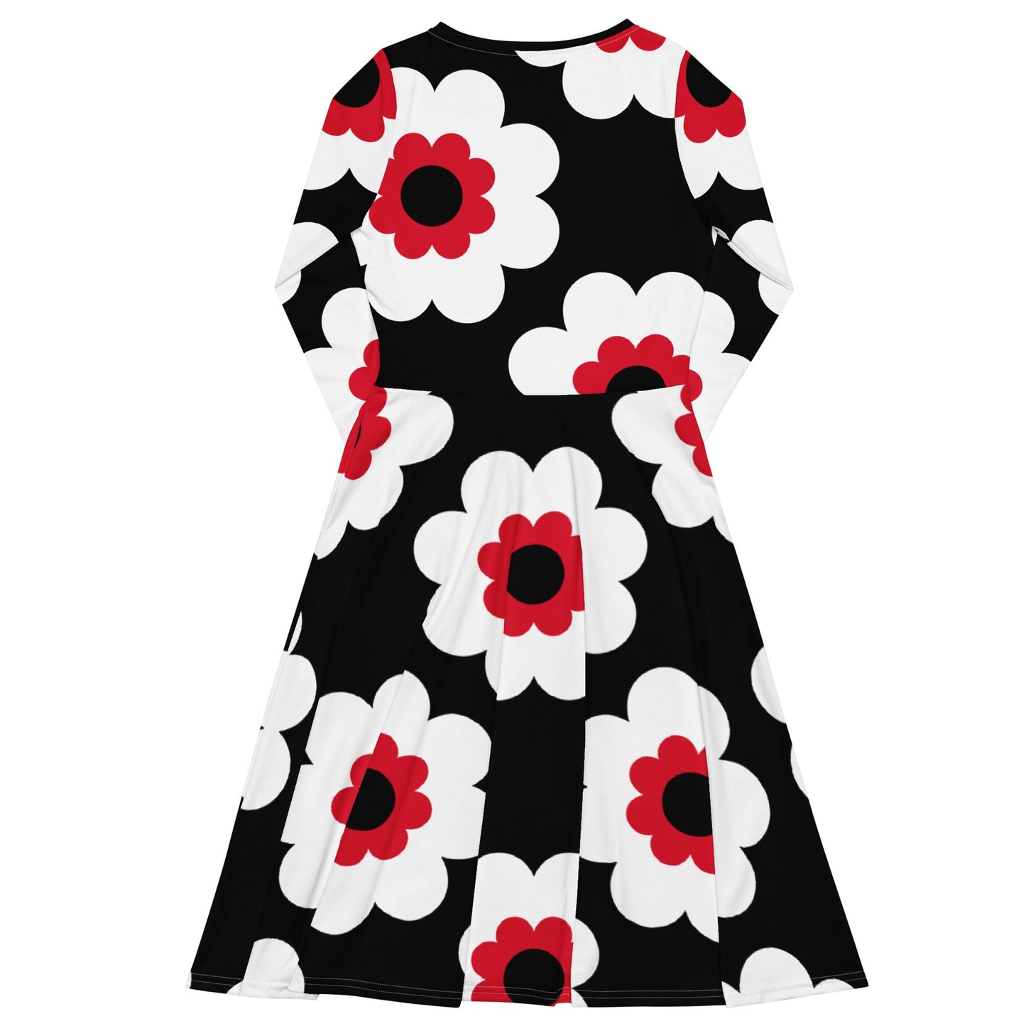 Midi dress - FANCY BLOOM red black - Pretty floral print
