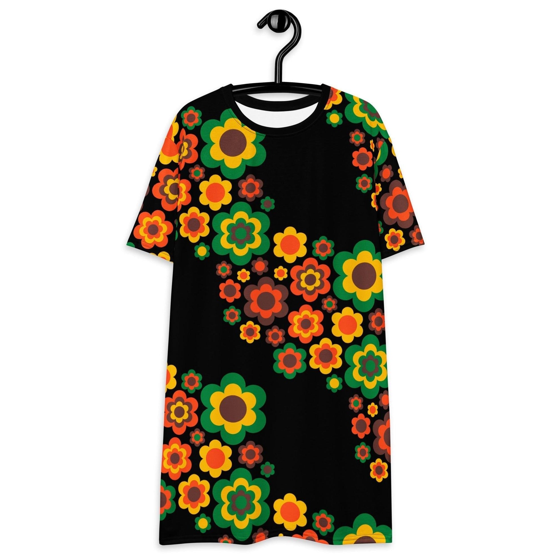 T-shirt dress - FLORA FOREVER retro - Floating flower print 6XL