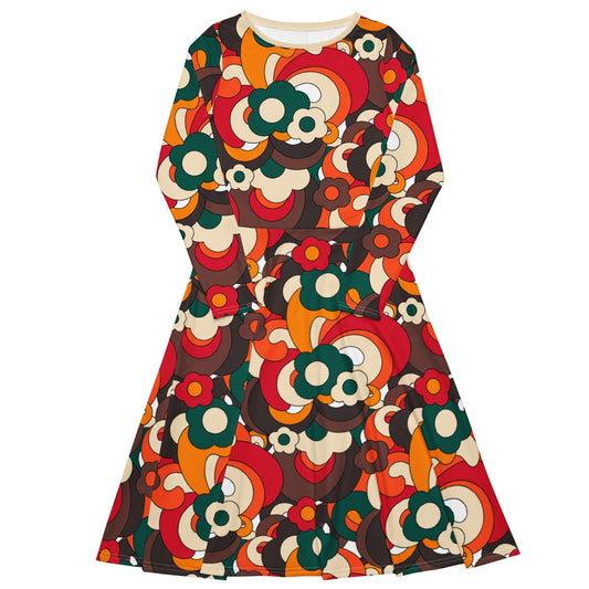 Midi dress - FLORENCE retro - Elegant floral print 6XL