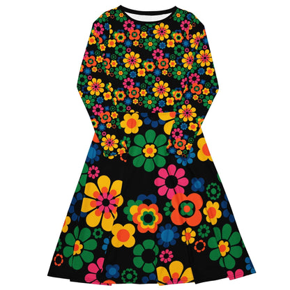 Midi dress - FLOW-POW joy - Funky flower power print 6XL