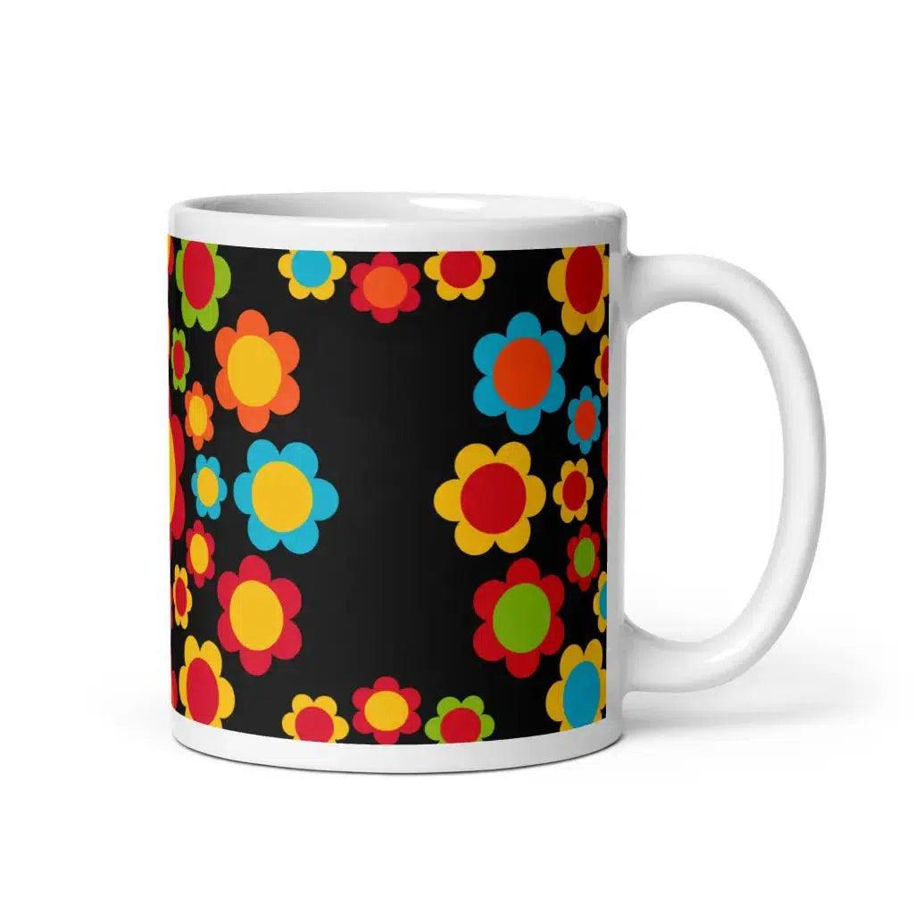 Mug - FLOWERSHOP color - Retro flower and circle print