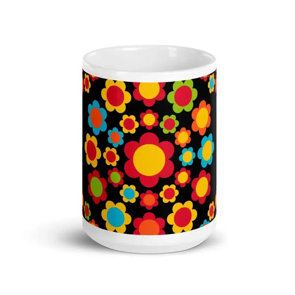 Mug - FLOWERSHOP color - Retro flower and circle print