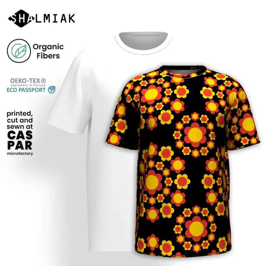 Organic Cotton T-Shirt - FLOWERSHOP red yellow