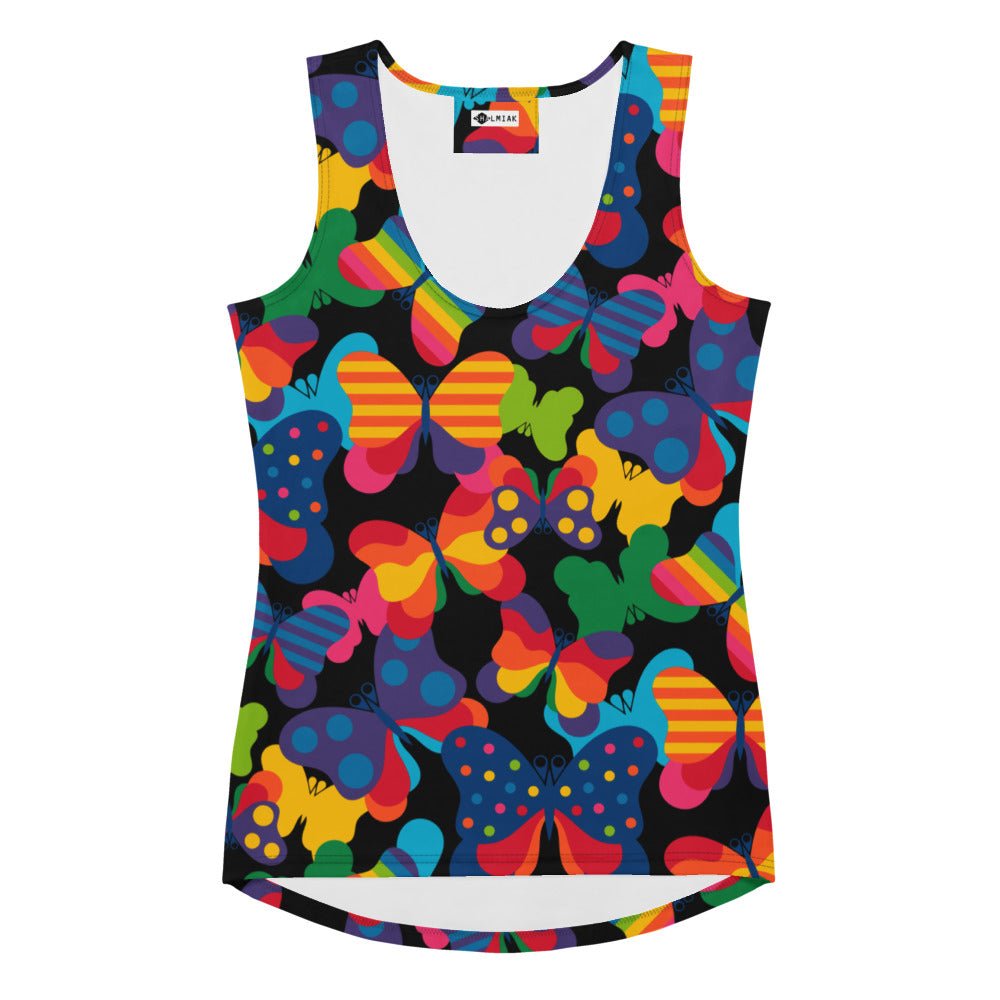 Tank top - FLYRAVE black - Colorful butterfly print XL