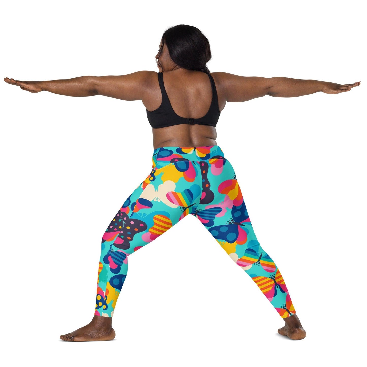Leggings with pockets - FLYRAVE turquoise - Colorful butterfly print
