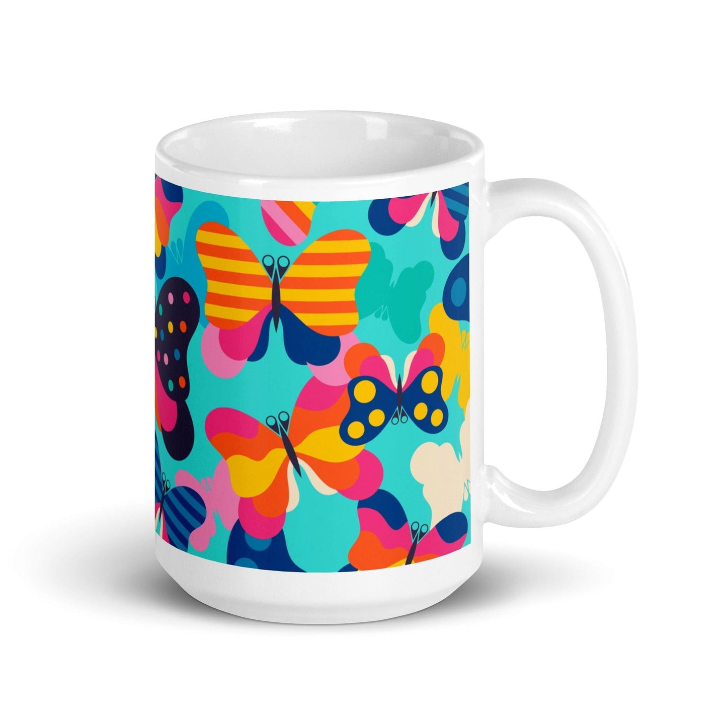 Mug - FLYRAVE turquoise - Colorful butterfly print 15 oz