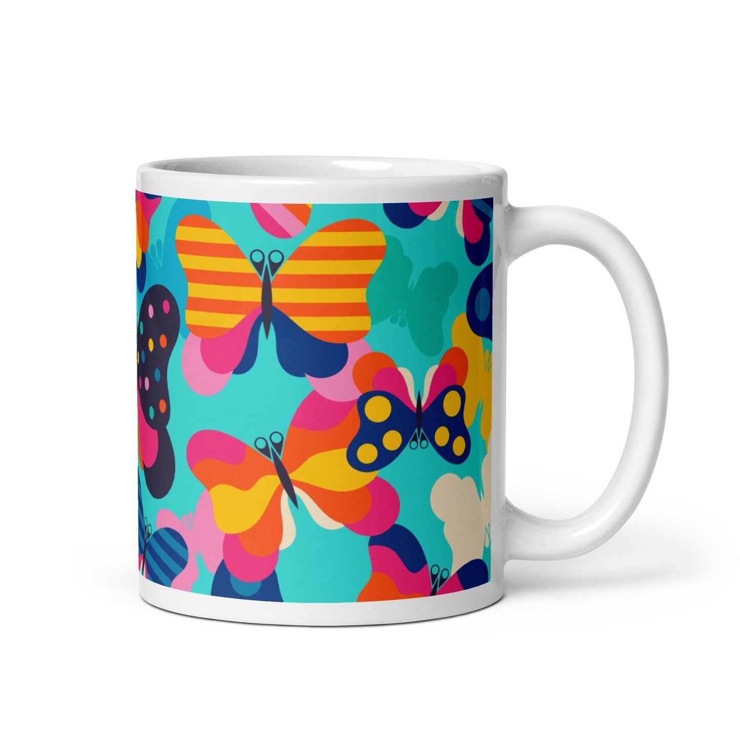 Mug - FLYRAVE turquoise - Colorful butterfly print 11 oz