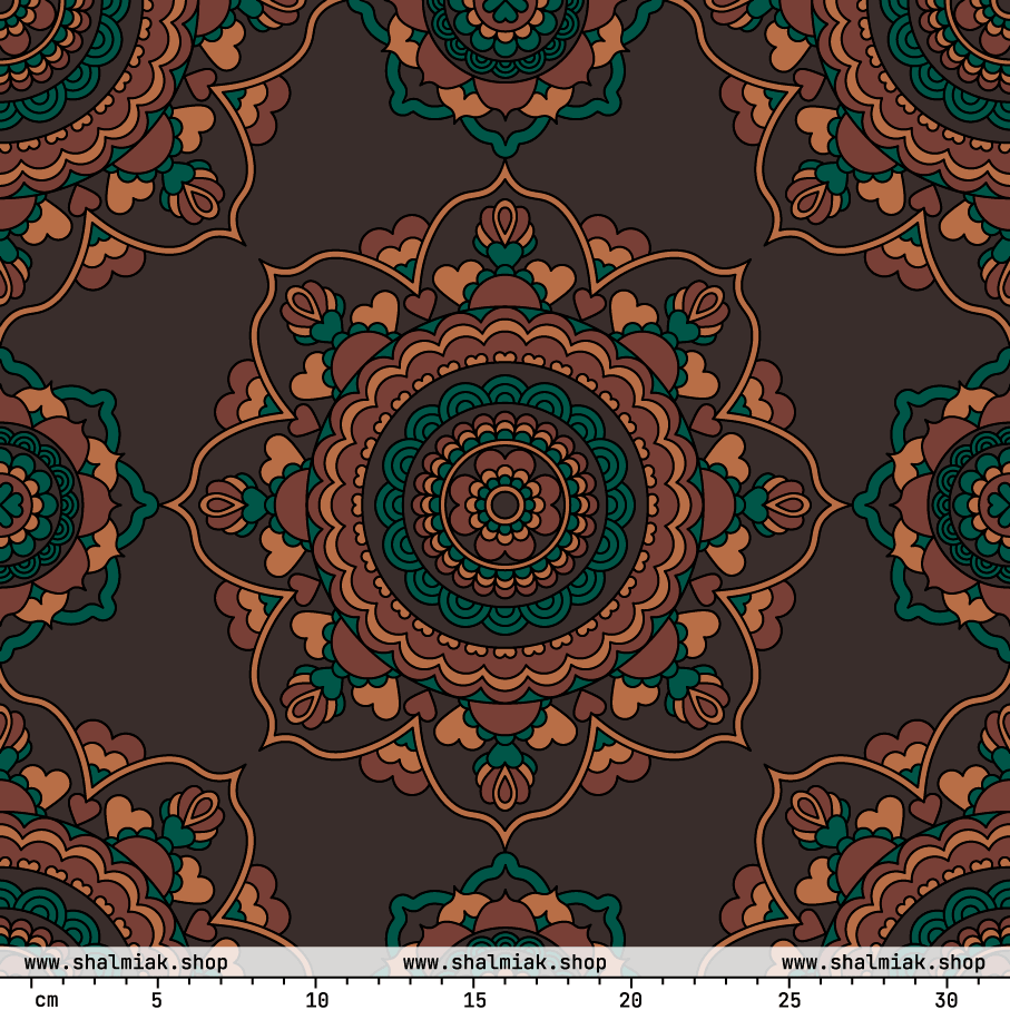 Fabric - FOREVERMORE brown - Romantic flower and heart print