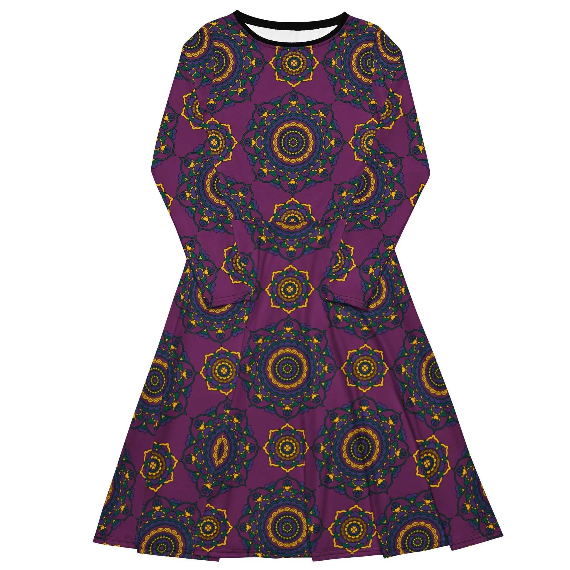 Midi dress - FOREVERMORE plum - Romantic flower and heart print 6XL