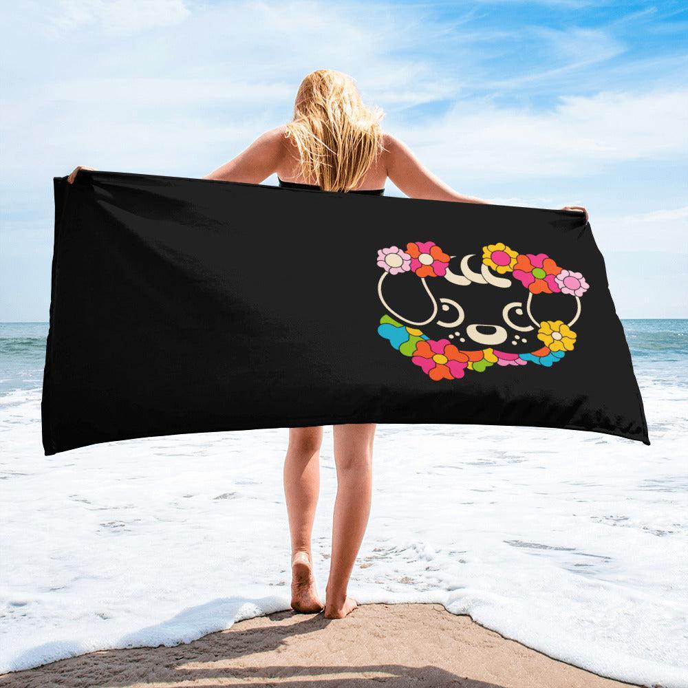 Towel - FUNKYPUP black (just pup) - Cute dogs and flowers print Default Title