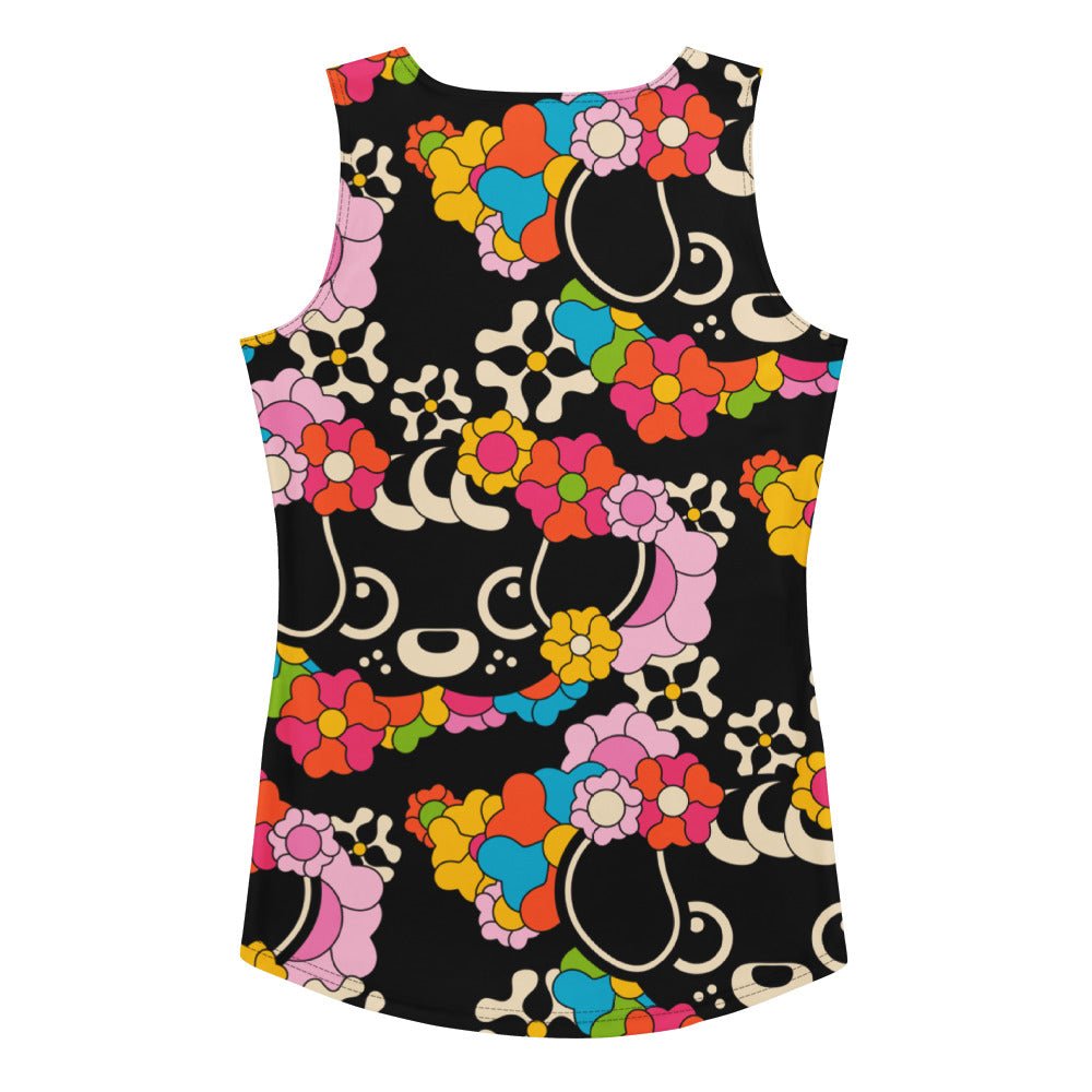 Tank top - FUNKYPUP black - Cute dogs and flowers print XL