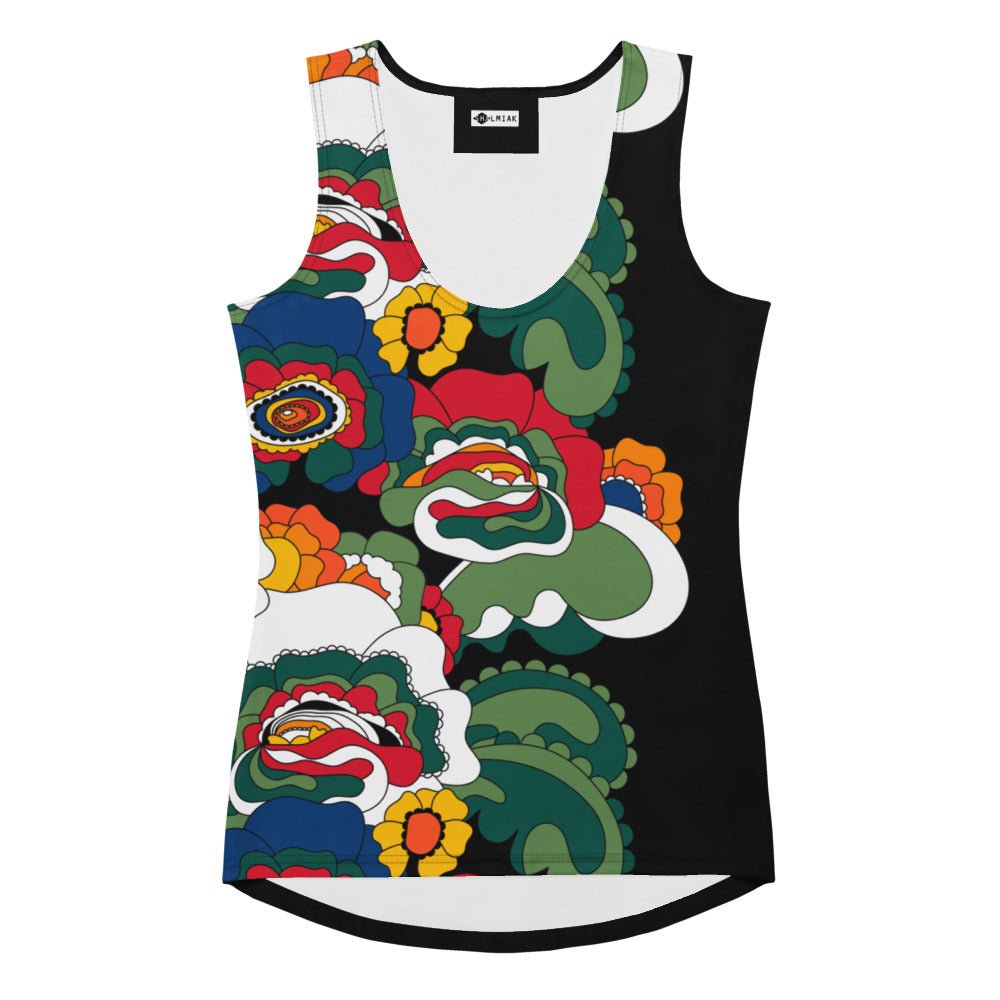 Tank top - GROOVY KURBITS black - Folk floral print