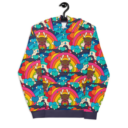 Hoodie - HAPPY RAINDEAR - Reindeer and rainbows print 6XL