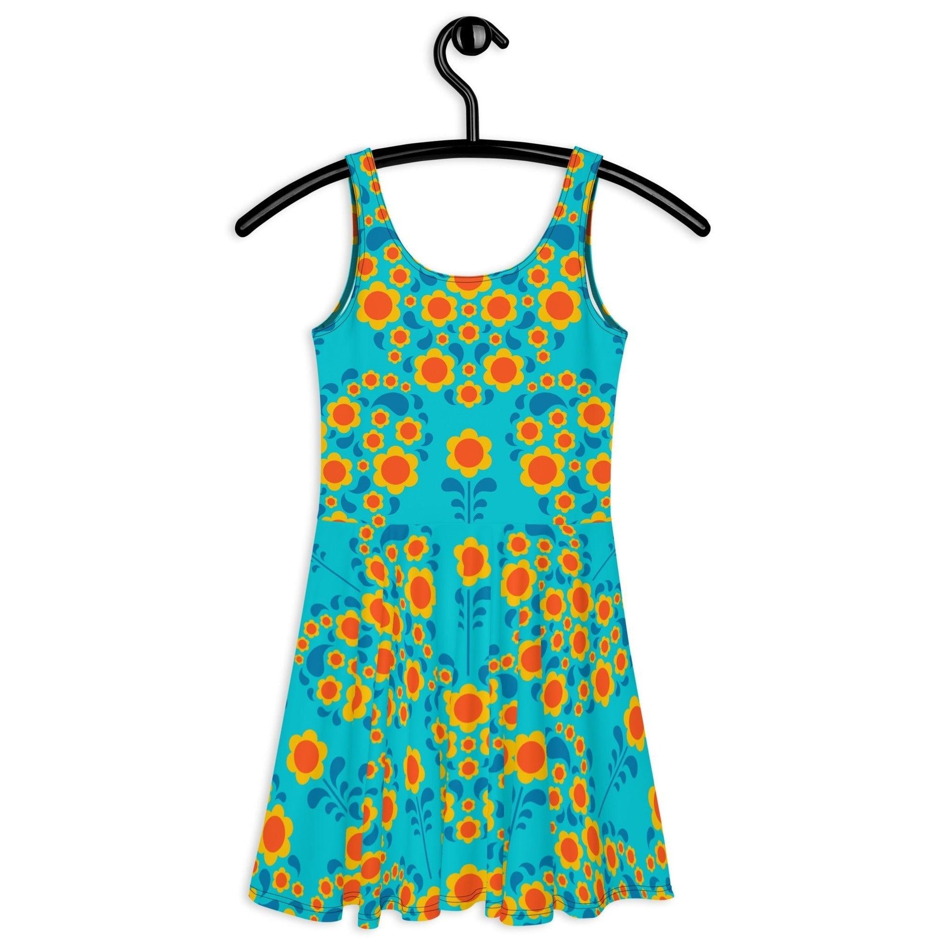 Skater Dress - HEARTBEAT orange blue