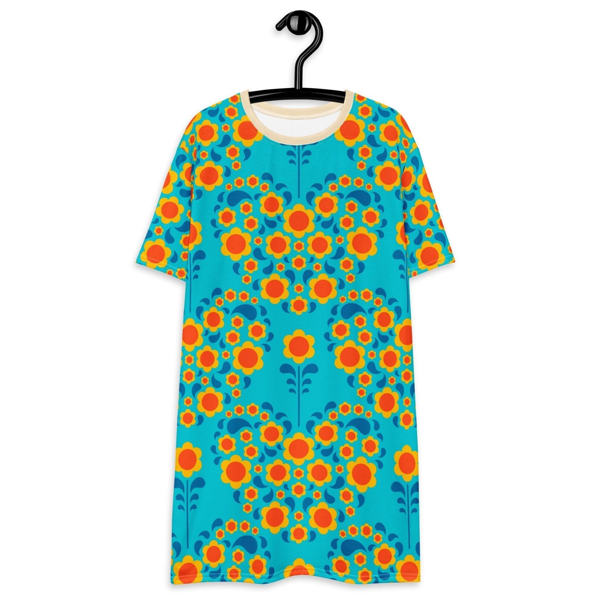 T-Shirt Dress - HEARTBEAT orange blue