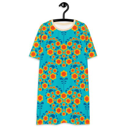 T-Shirt Dress - HEARTBEAT orange blue