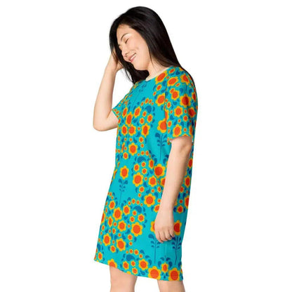 T-Shirt Dress - HEARTBEAT orange blue