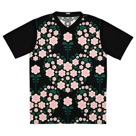 Sports Jersey - HEARTBEAT pink black - Flower hearts print 6XL