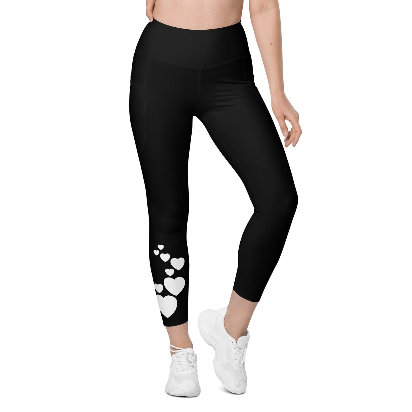 Leggings With Pockets - HEARTS bw