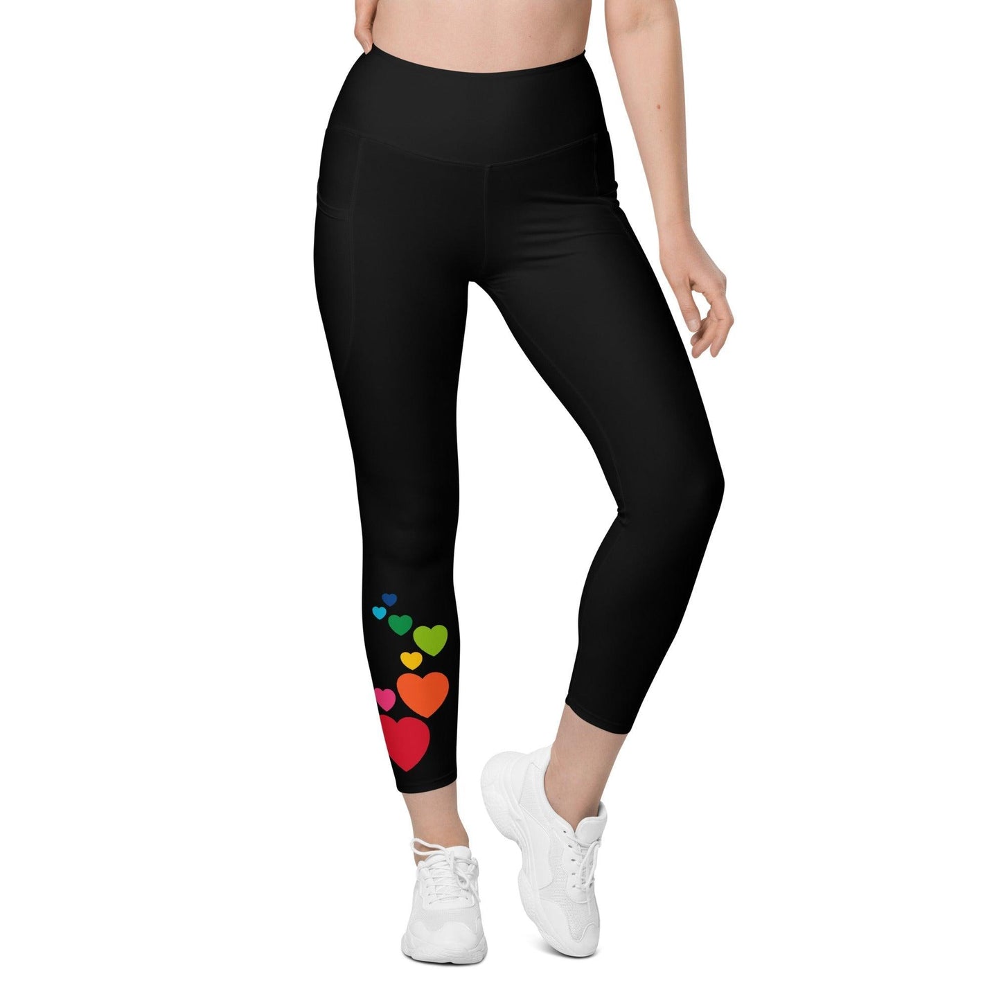 Leggings with pockets - SMALL HEARTS color - Small hearts print