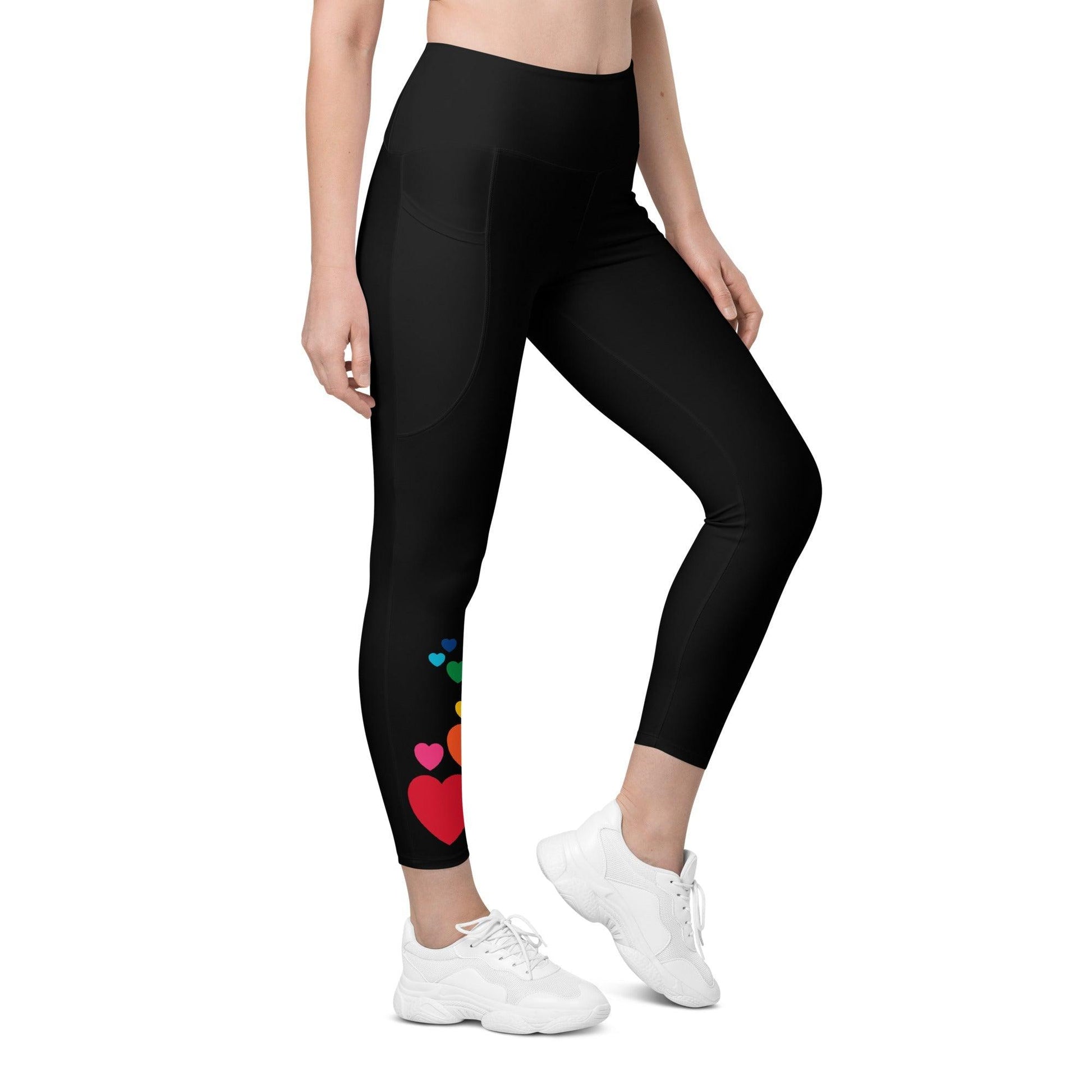 Leggings with pockets - SMALL HEARTS color - Small hearts print 6XL