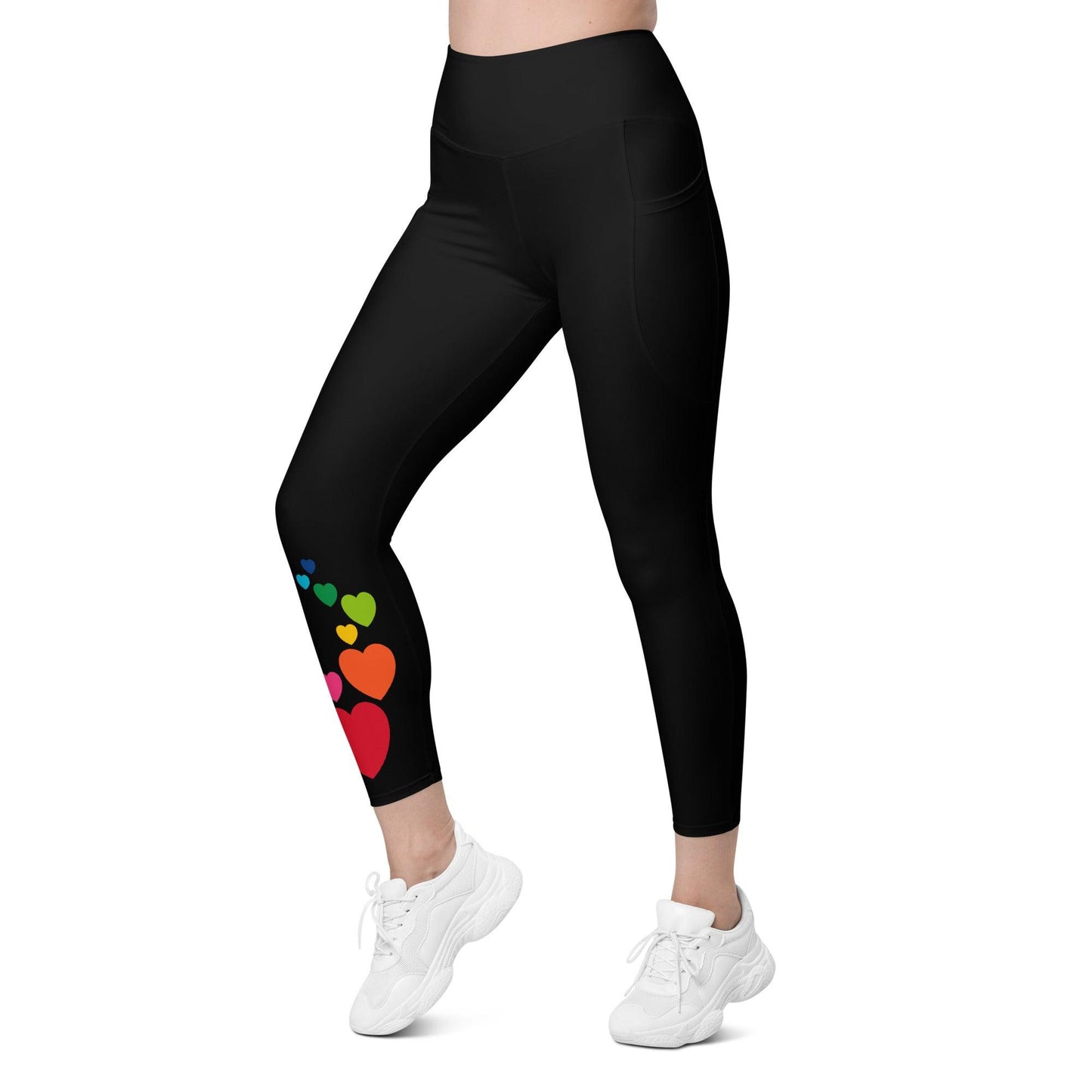 Leggings with pockets - SMALL HEARTS color - Small hearts print