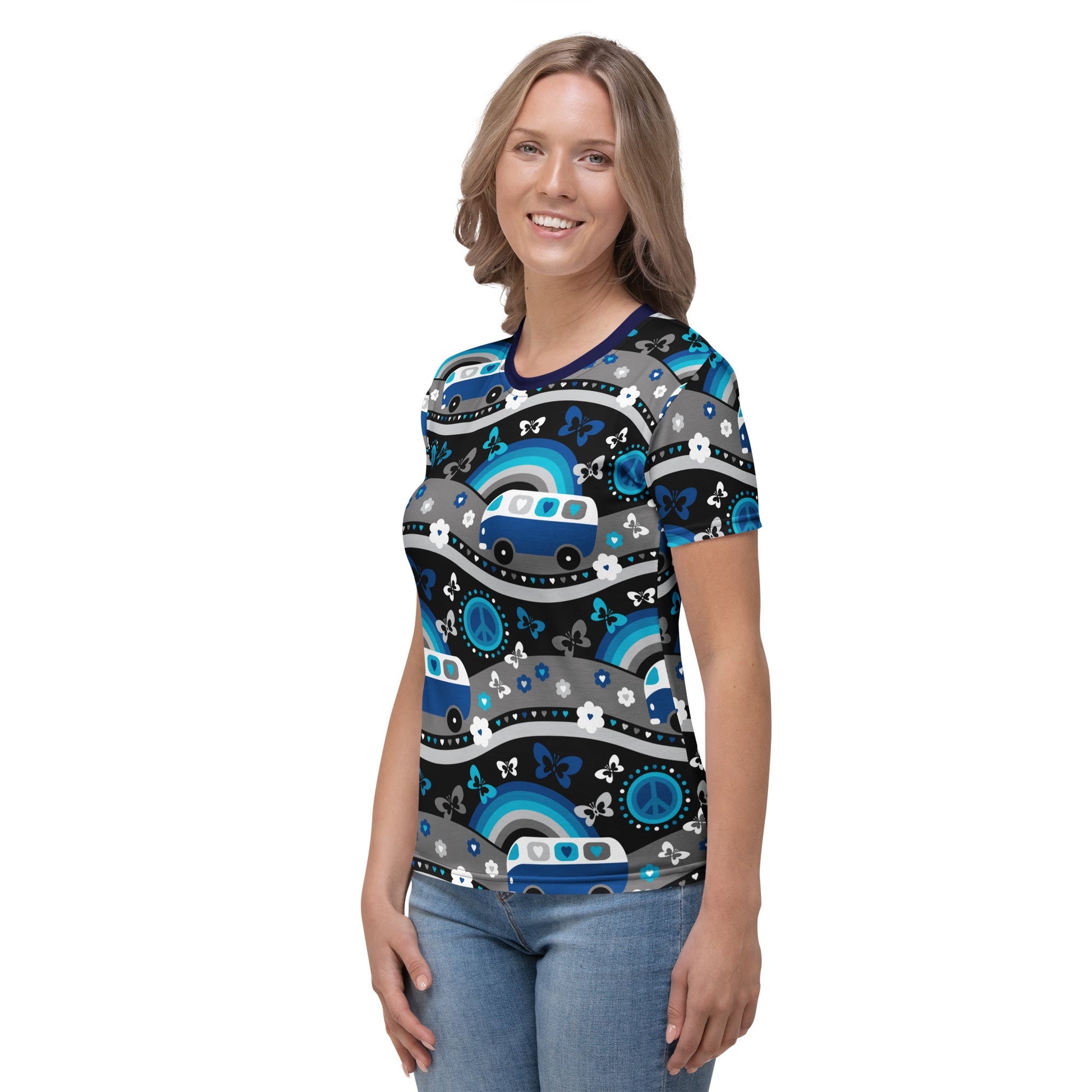 Woman's T-Shirt - HIPPIE DAY cosmic blue