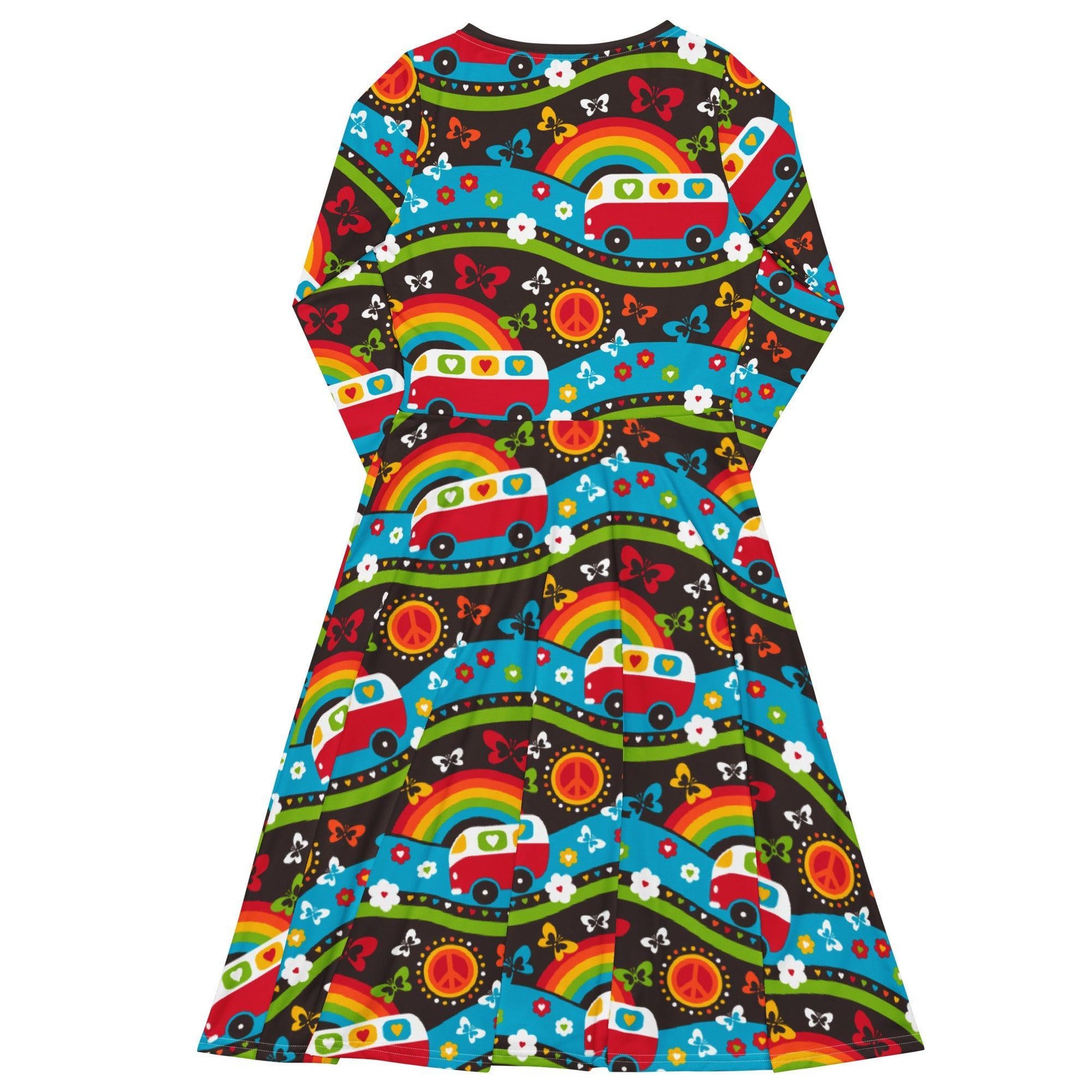 Midi dress - HIPPIE DAY rainbow - Colorful hippie print