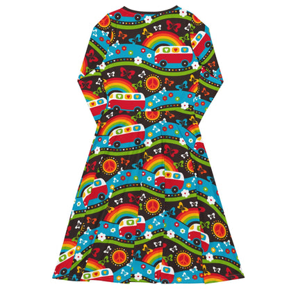 Midi dress - HIPPIE DAY rainbow - Colorful hippie print